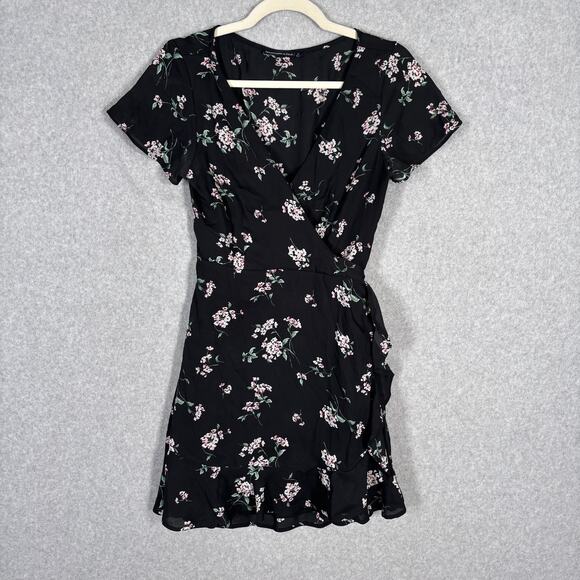 Abercrombie Fitch Wrap Dress Small Ditsy Floral Ruffle Fairy Cottage Dark Twee - Picture 1 of 14